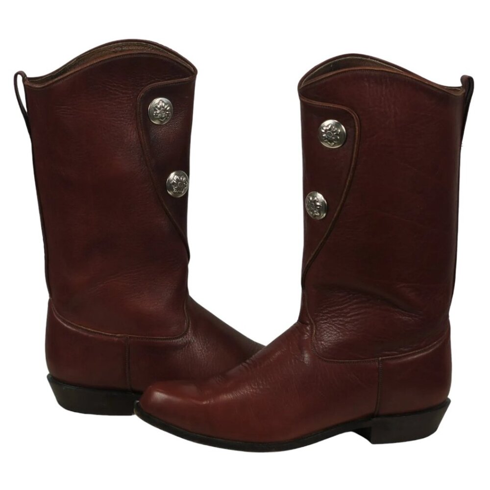 Tony Lama Cordovan Cowboy Western Boots Foldover Silver Conchos Women's 9 M